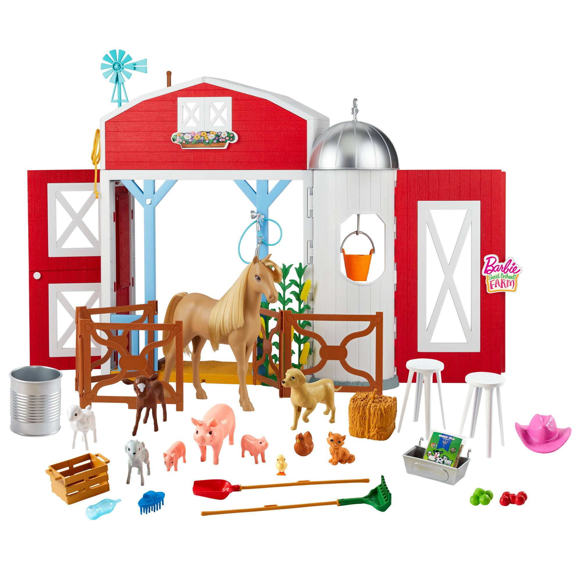 Barbie Sweet Orchard Farm Playset with Barn, Horse, 10 Farm Animals   15 Accessories, Moving Pieces