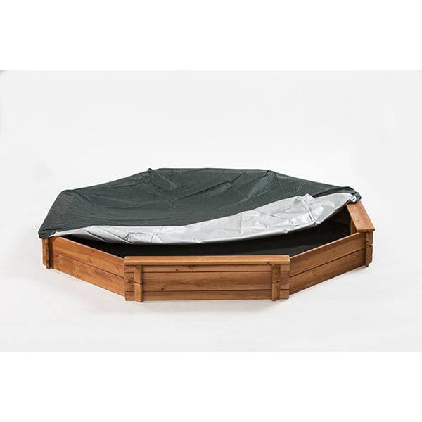 Octagon Wooden Cedar Sand Box W Seat Boards | Eco-Friendly Cover   Ground Liner | 84  X 78  x 9  | Easy DIY Assembly | Holds 800+ lbs of Sand |