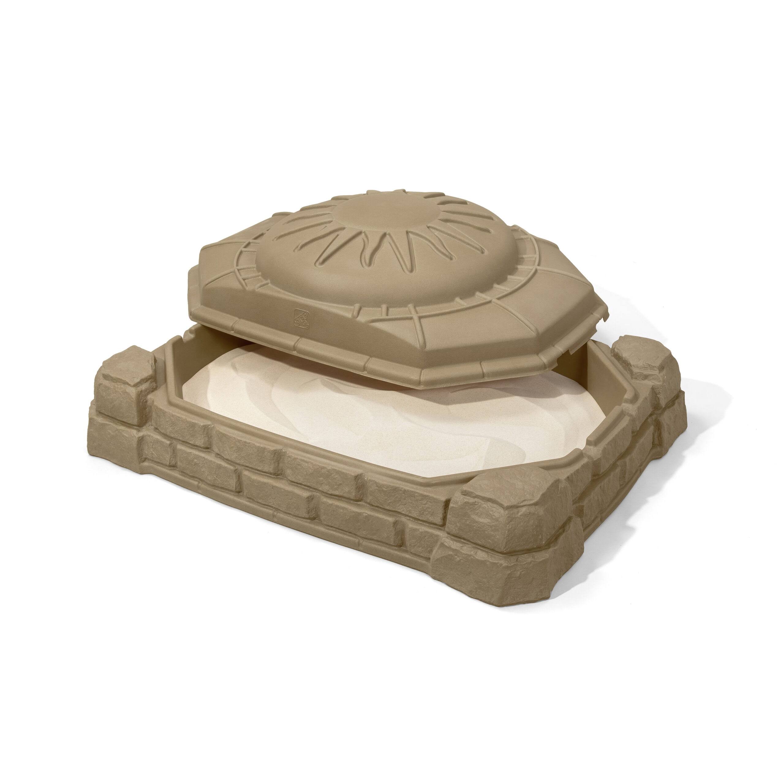 Naturally Playful 4  Rectangular Sandbox with Cover Sandstone Beige
