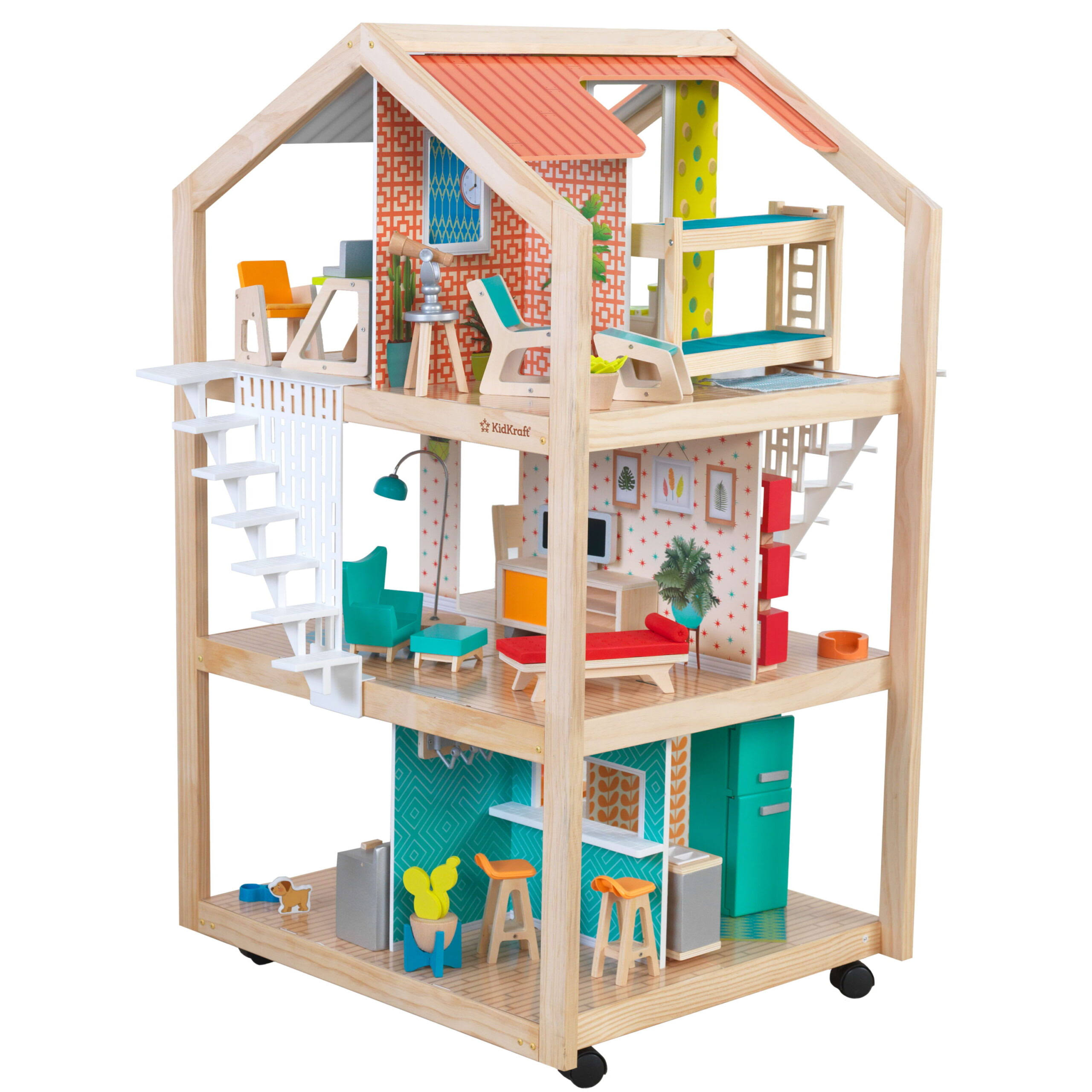 So Stylish Mansion Wooden Dollhouse with 42 Accessories