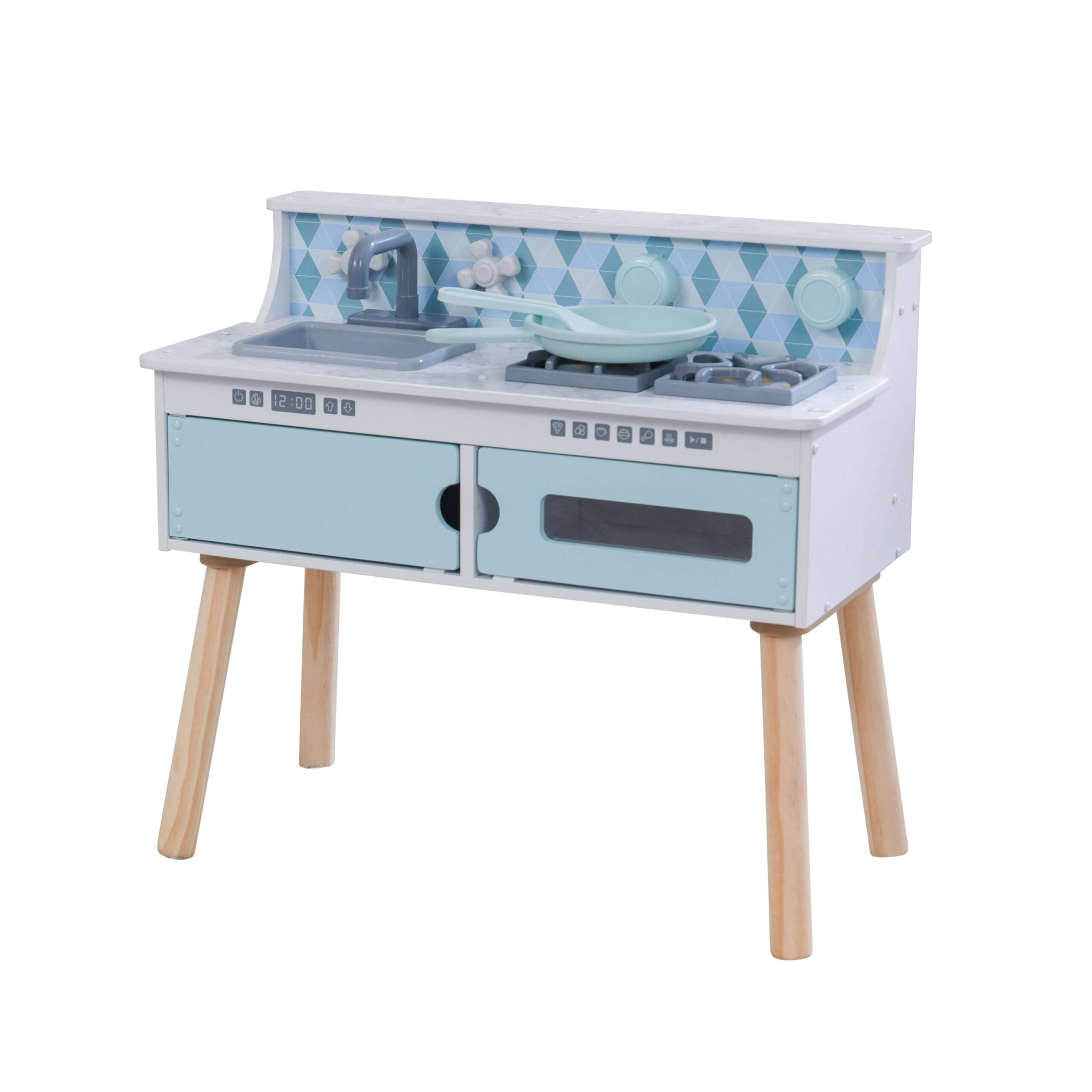 Play   Put Away Wooden Tabletop Kitchen for Toddlers with Removable Legs