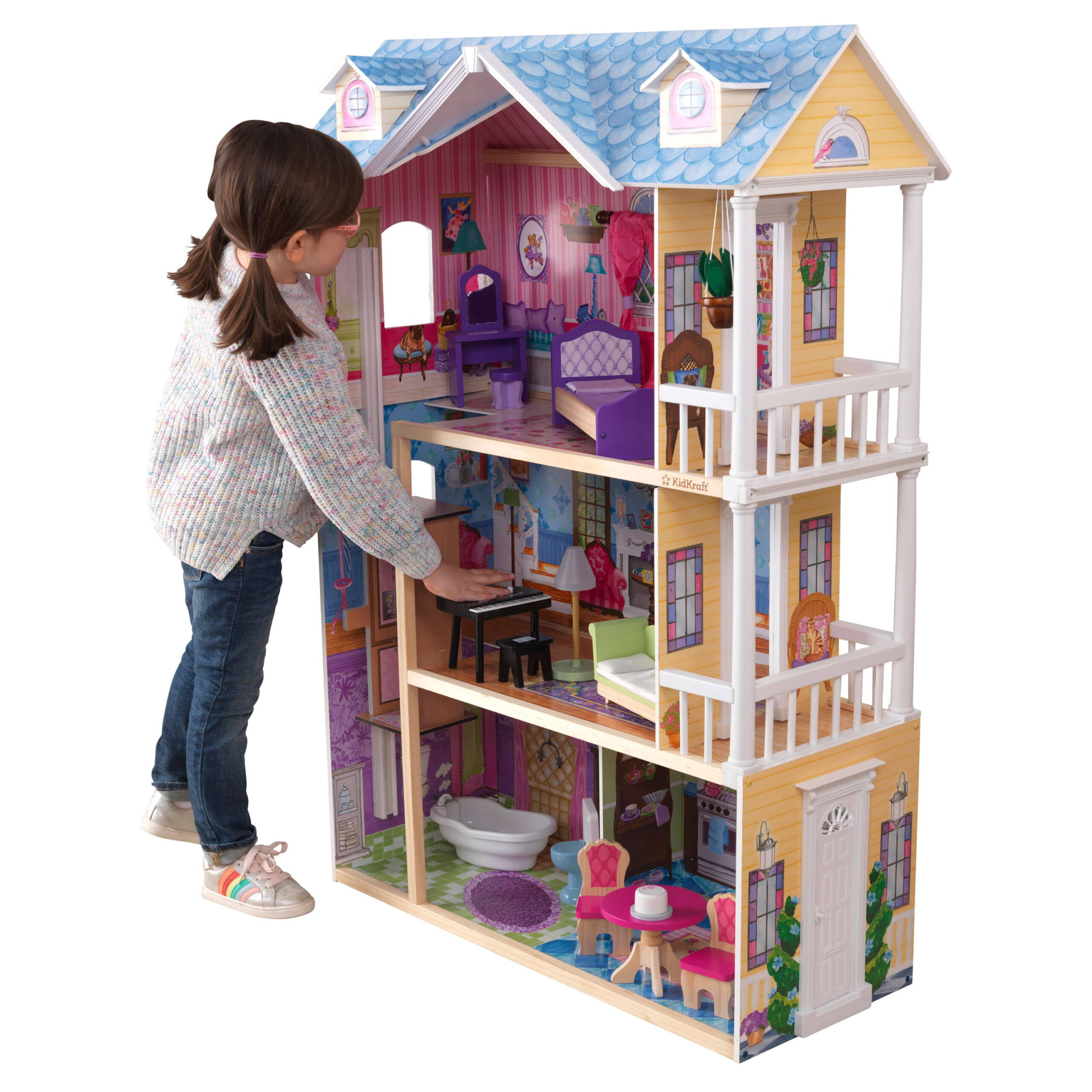 My Dreamy Dollhouse with Lights   Sounds, Elevator and 14 Accessories