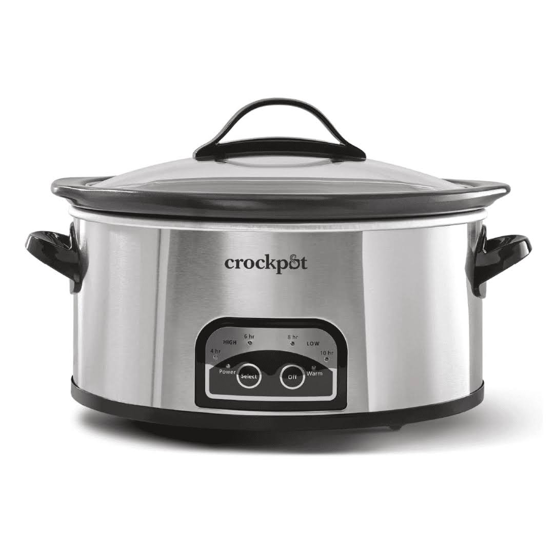 Crock-Pot 6 Quart Programmable Slow Cooker with Timer and Auto Food Warmer Setting, Stainless Steel