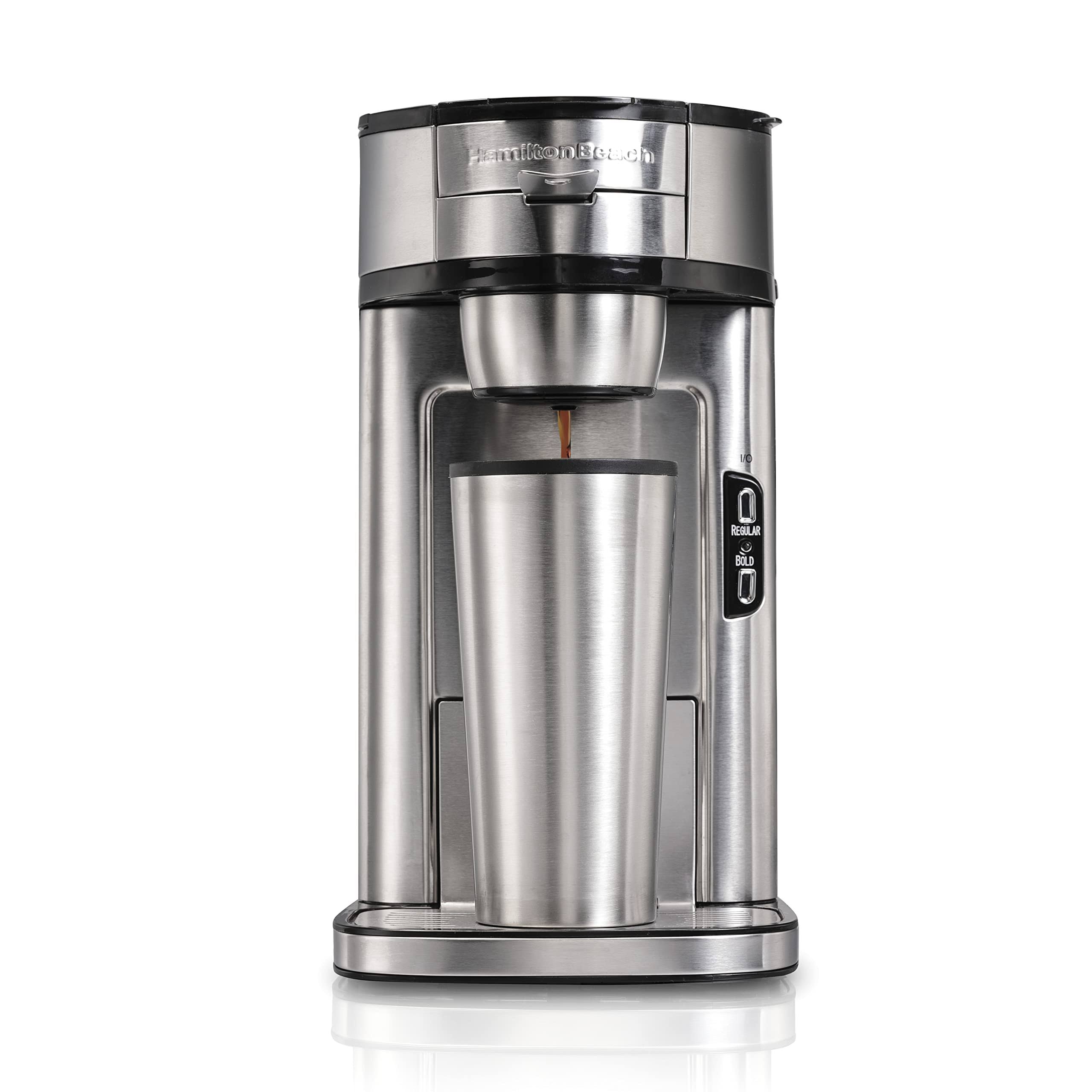 The Scoop Single Serve Coffee Maker   Fast Grounds Brewer, Brews in Minutes, 8-14oz. Cups, Stainless Steel