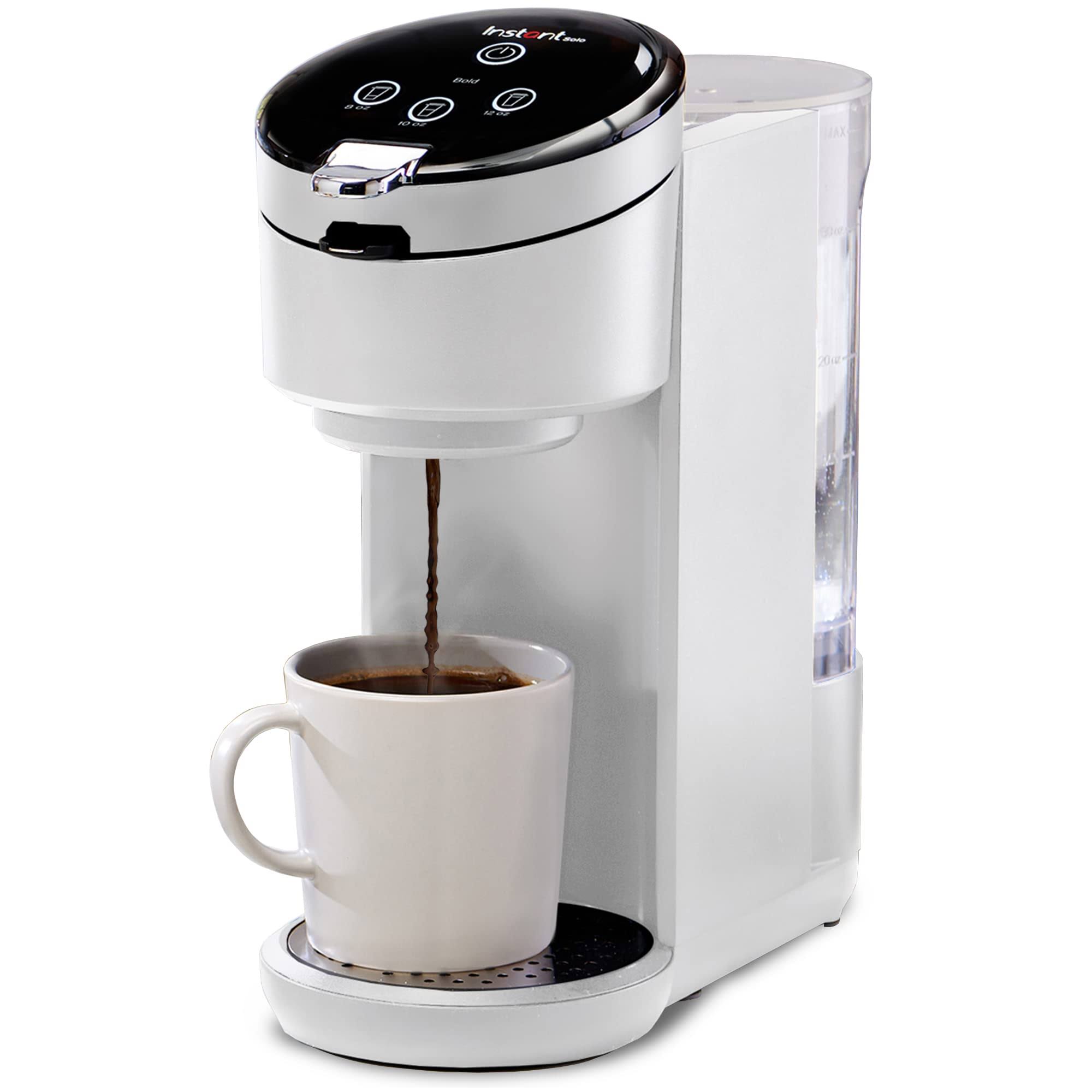 Pot K-Cup Pod Compatible Single Serve Coffee Maker with Reusable Pod and Bold Setting, 8-12oz, 40oz Reservoir, White