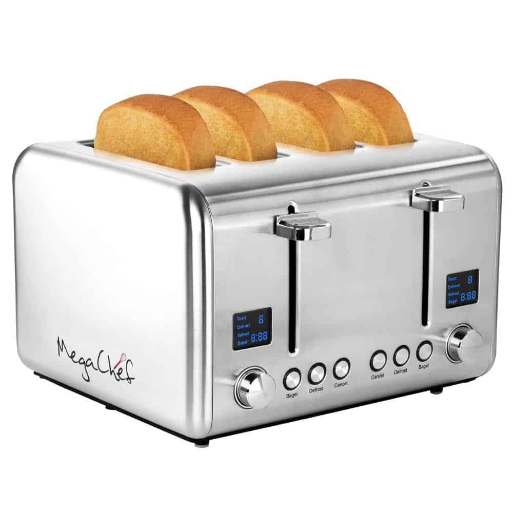 MegaChef 4-Slice Stainless Steel 1800-Watt Toaster