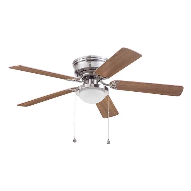 Harbor Breeze Armitage 52-in Brushed Nickel LED Indoor Flush Mount Ceiling Fan with Light (5-Blade)