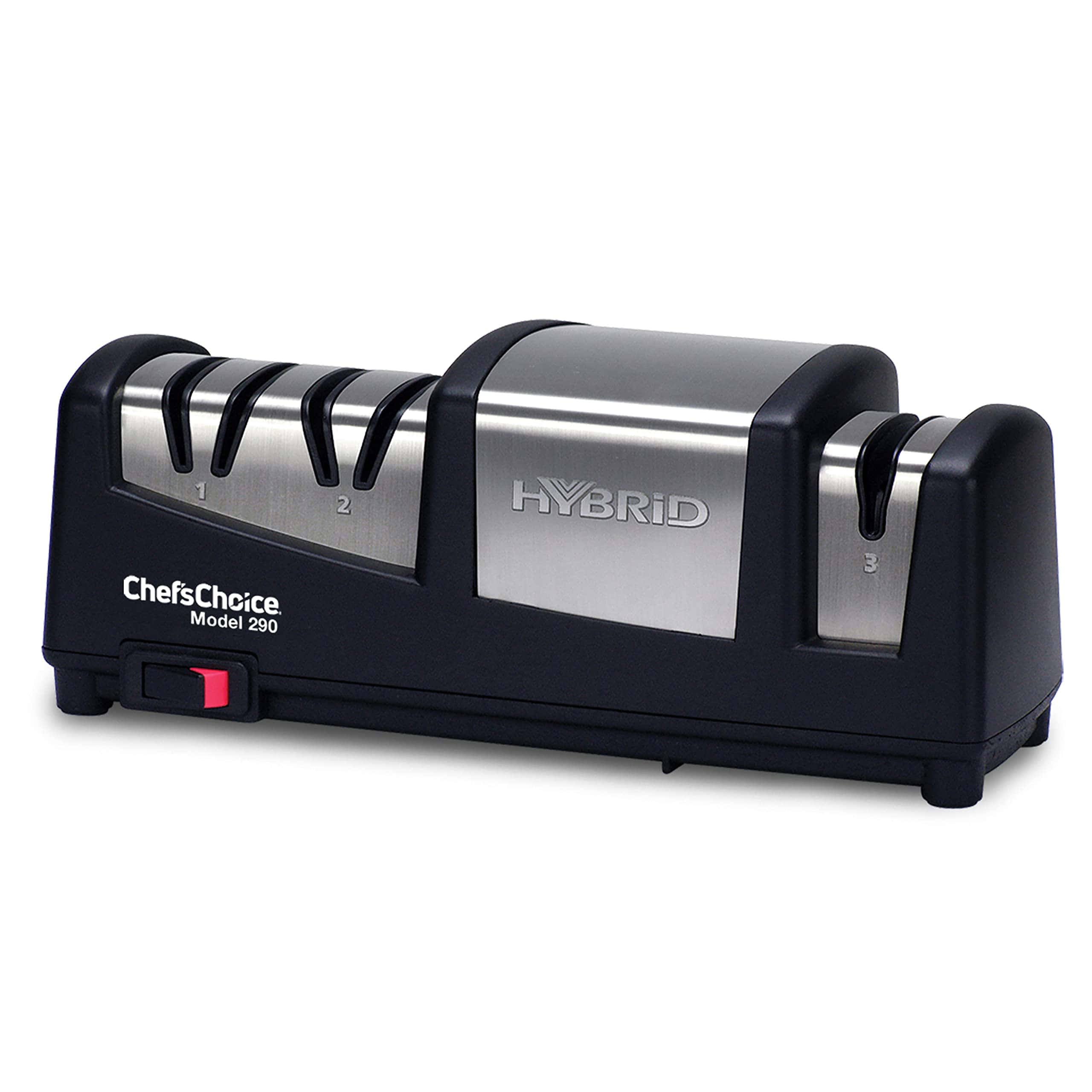 Chef’sChoice 290 Knife Sharpeners AngleSelect Hybrid 15 and 20-Degree Diamond Hone, 3-Stage, Black