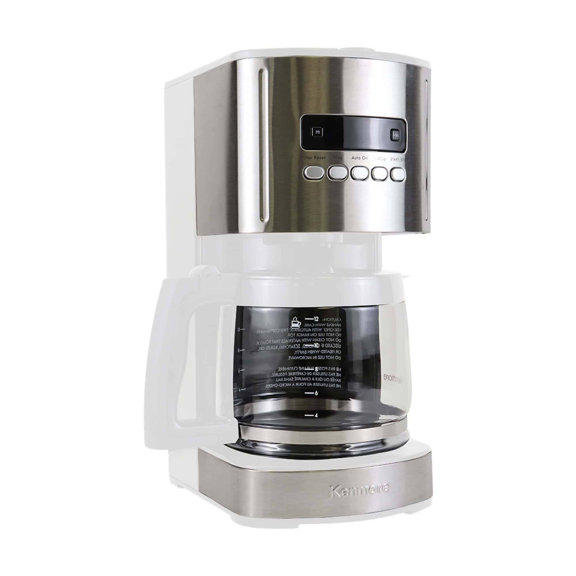 12-Cup White, Silver Commercial/Residential Drip Coffee Maker