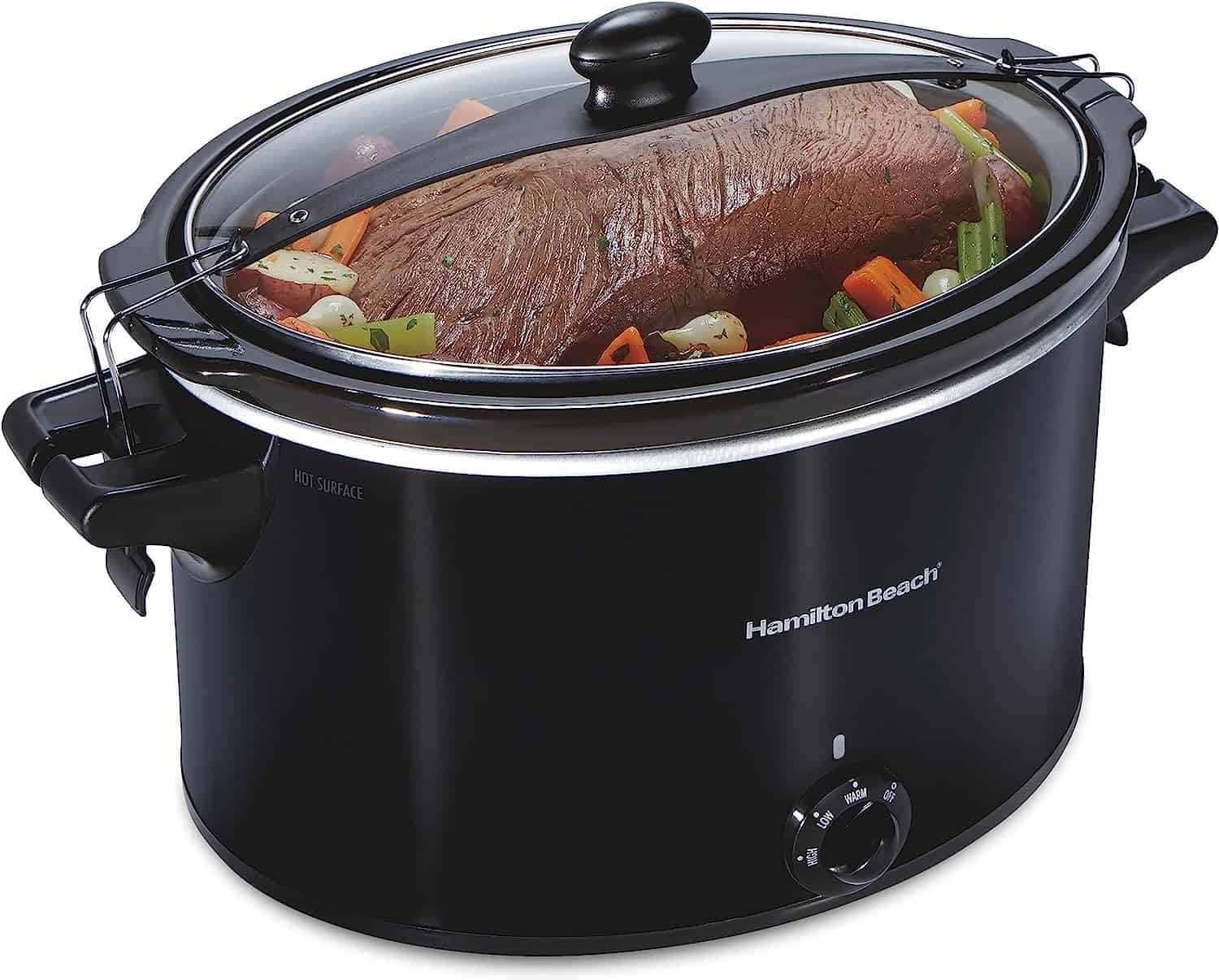Slow Cooker, Extra Large 10 Quart, Stay or Go Portable With Lid Lock, Dishwasher Safe Crock, Black (33195)
