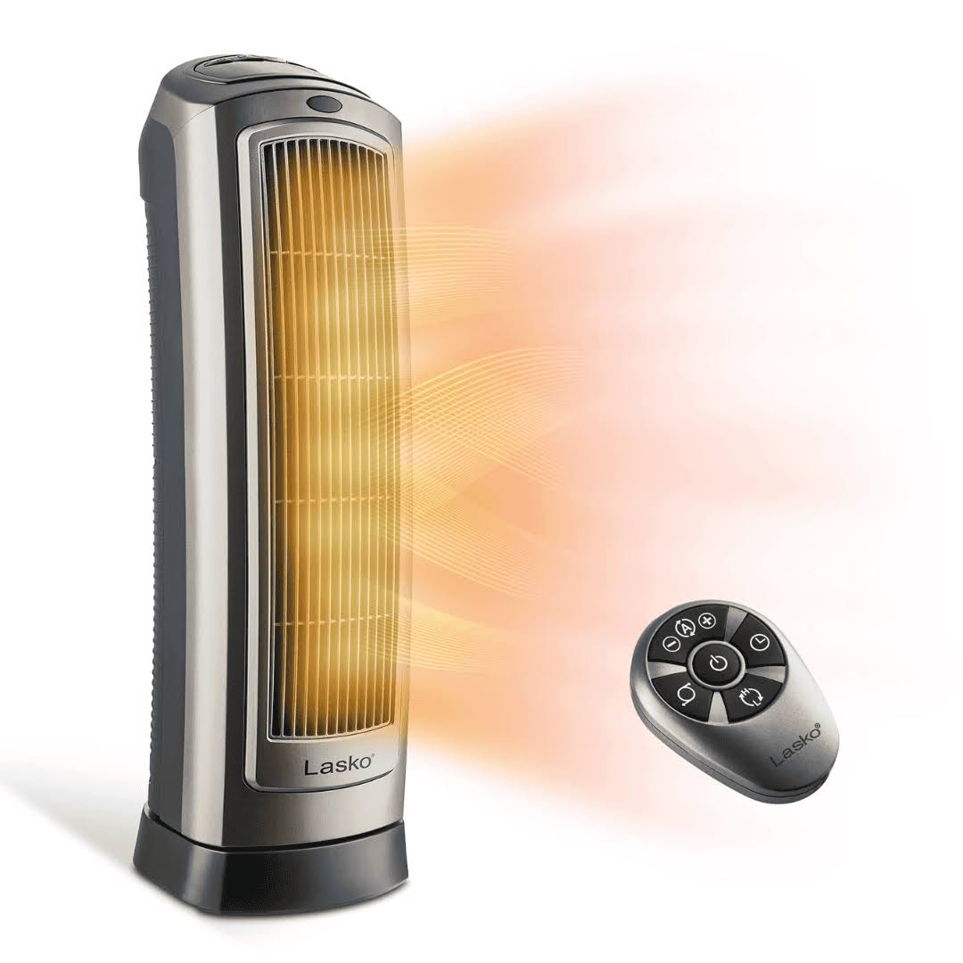 Oscillating Digital Ceramic Tower Heater for Home with Adjustable Thermostat,1500W, Silver
