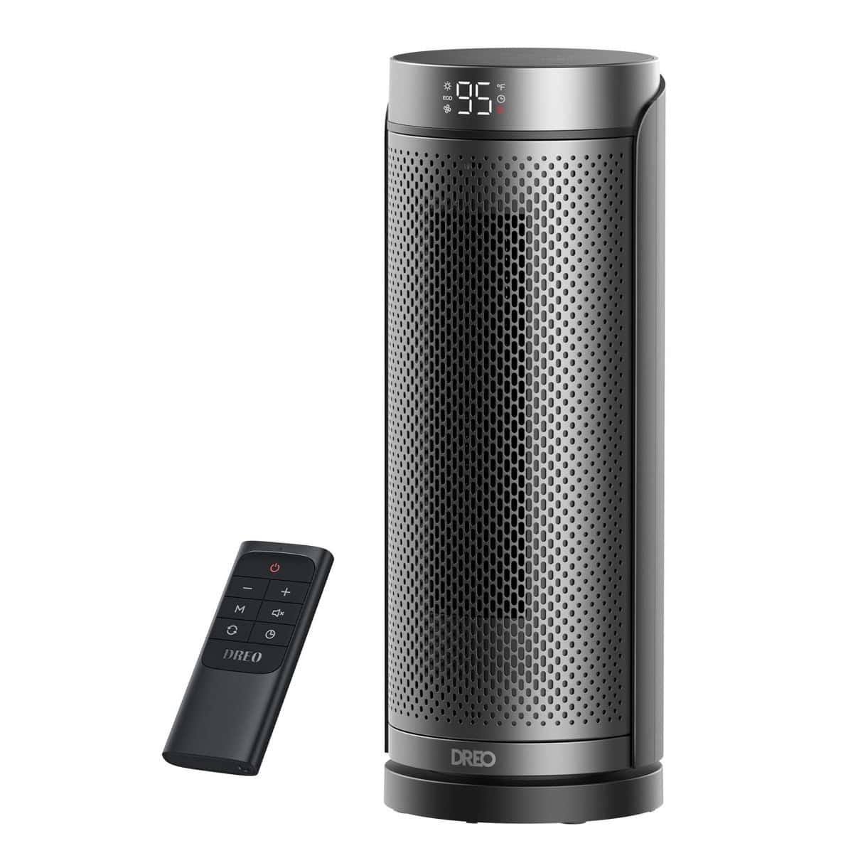 1500W Solaris Plus PTC Heating Oscillating Tower Space Heater with Remote Silver