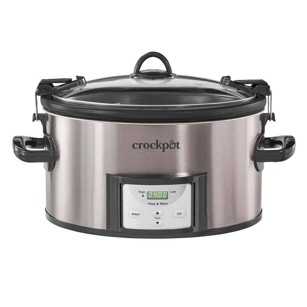 Crock-Pot 7-qt. Black and Stainless Steel Cook and Carry Digital Countdown Slow Cooker with Easy Clean