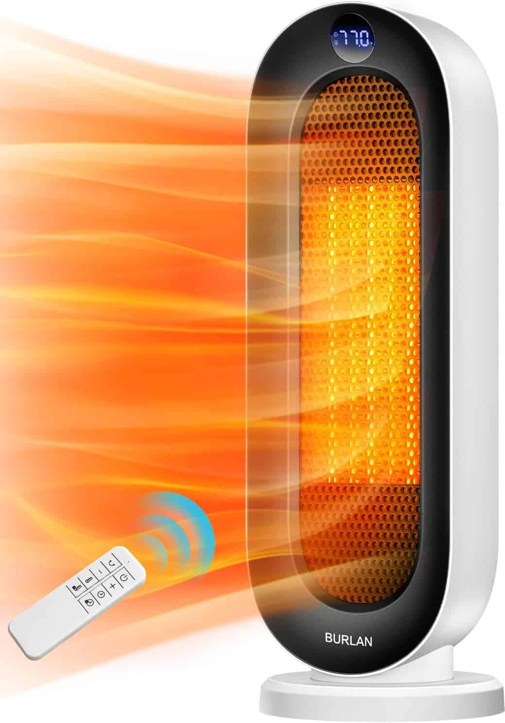 BURLAN Space Heater for indoor Use, Portable Electric Heater for Bedroom,1500W PTC Electric Heater