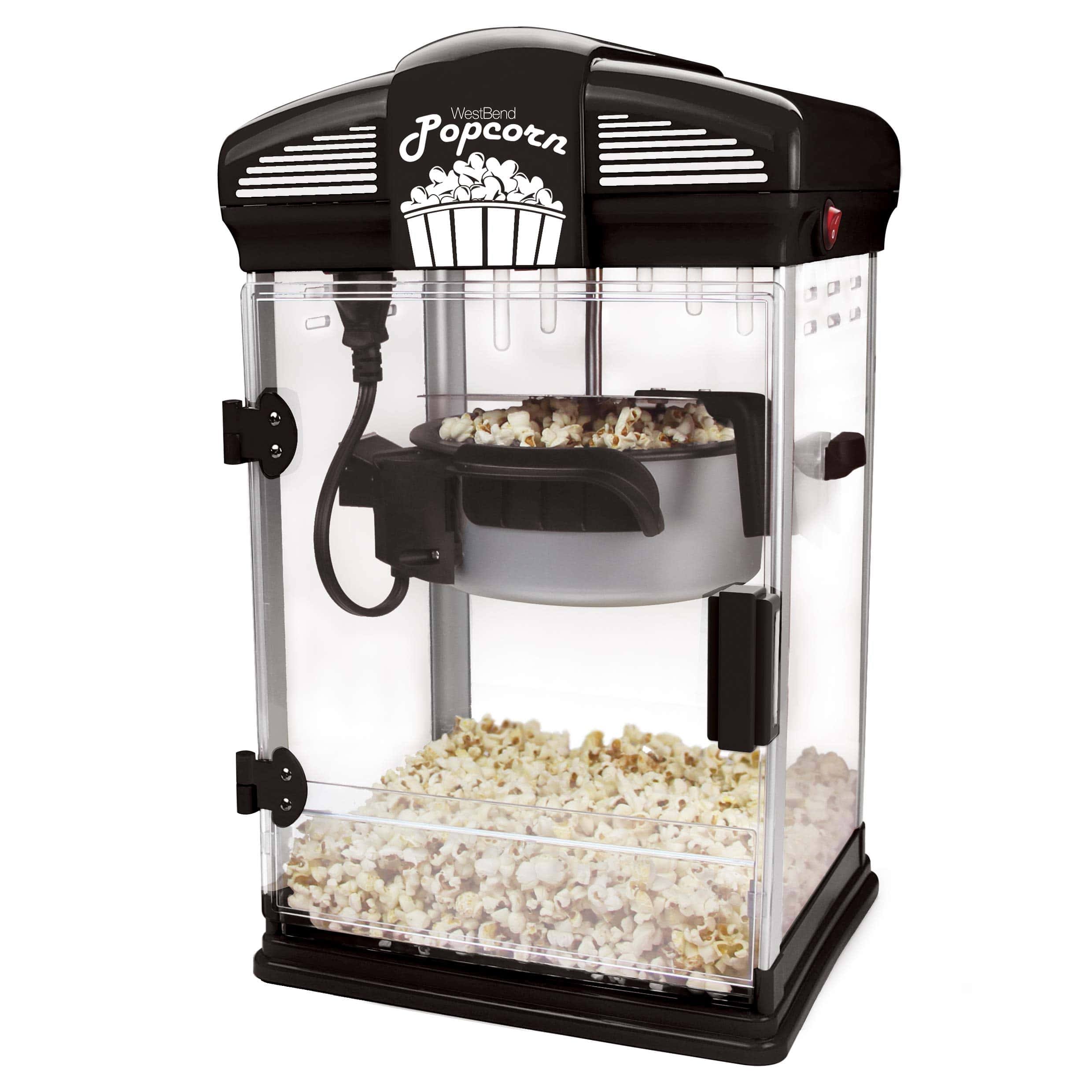 West Bend Stir Crazy Movie Theater Popcorn Popper, Gourmet Popcorn Maker Machine, 4 Qt., Black