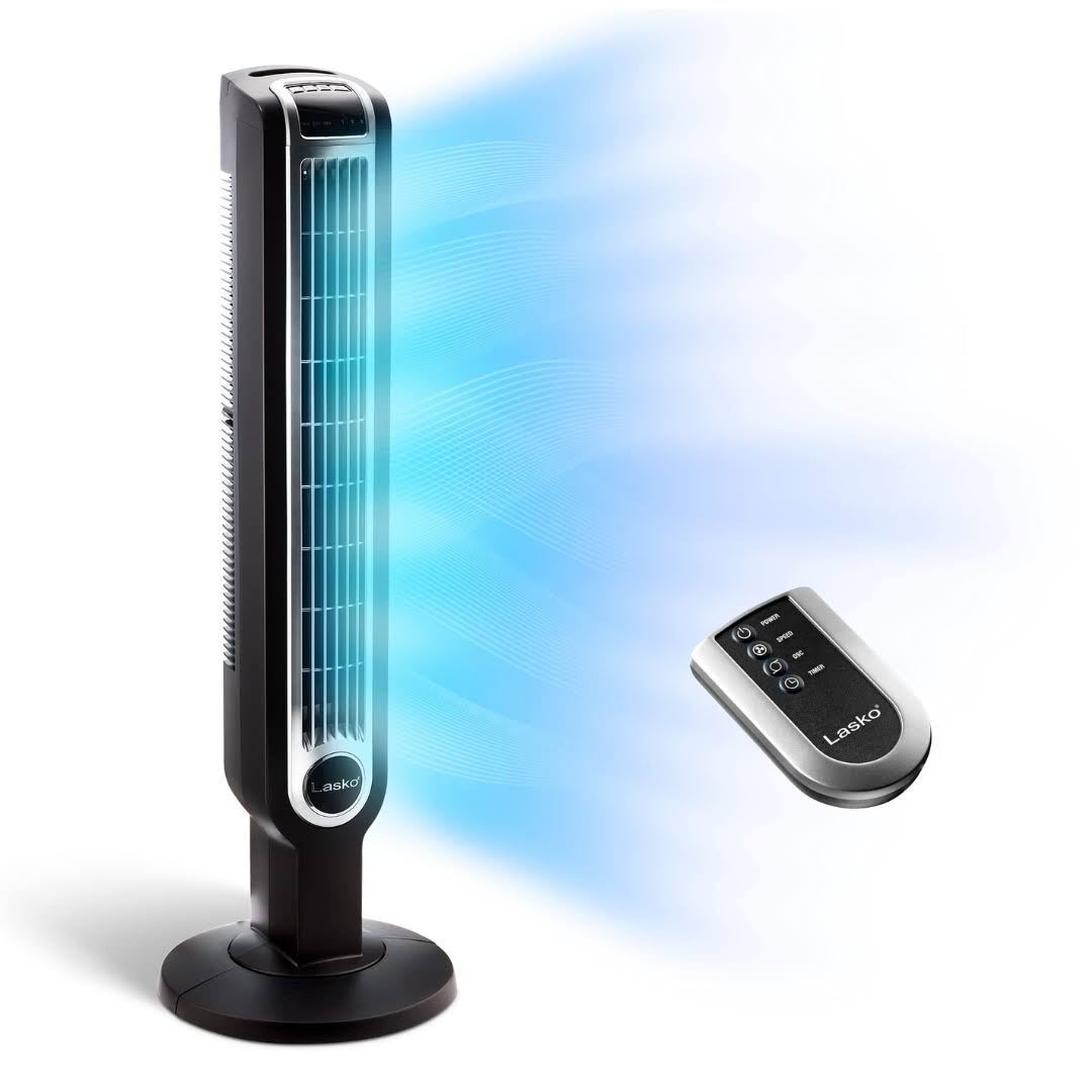 2511 Oscillating Tower Fan, 3 Quiet Speeds, Timer, Remote Control, for Bedroom, Kitchen, Office, 36 , Black
