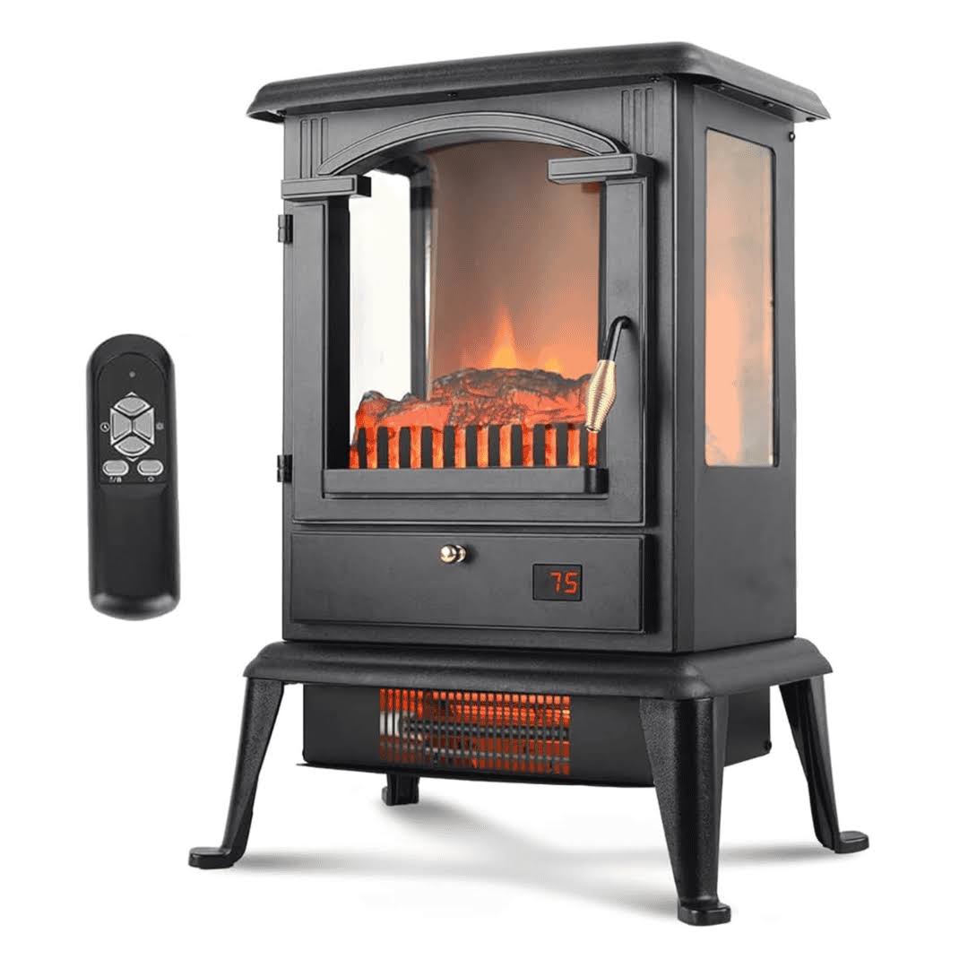 VOLTORB Electric Fireplace Heater with Remote, 22.4  Freestanding Portable Infrared Fireplace Heater Stove, 1000W/1500W