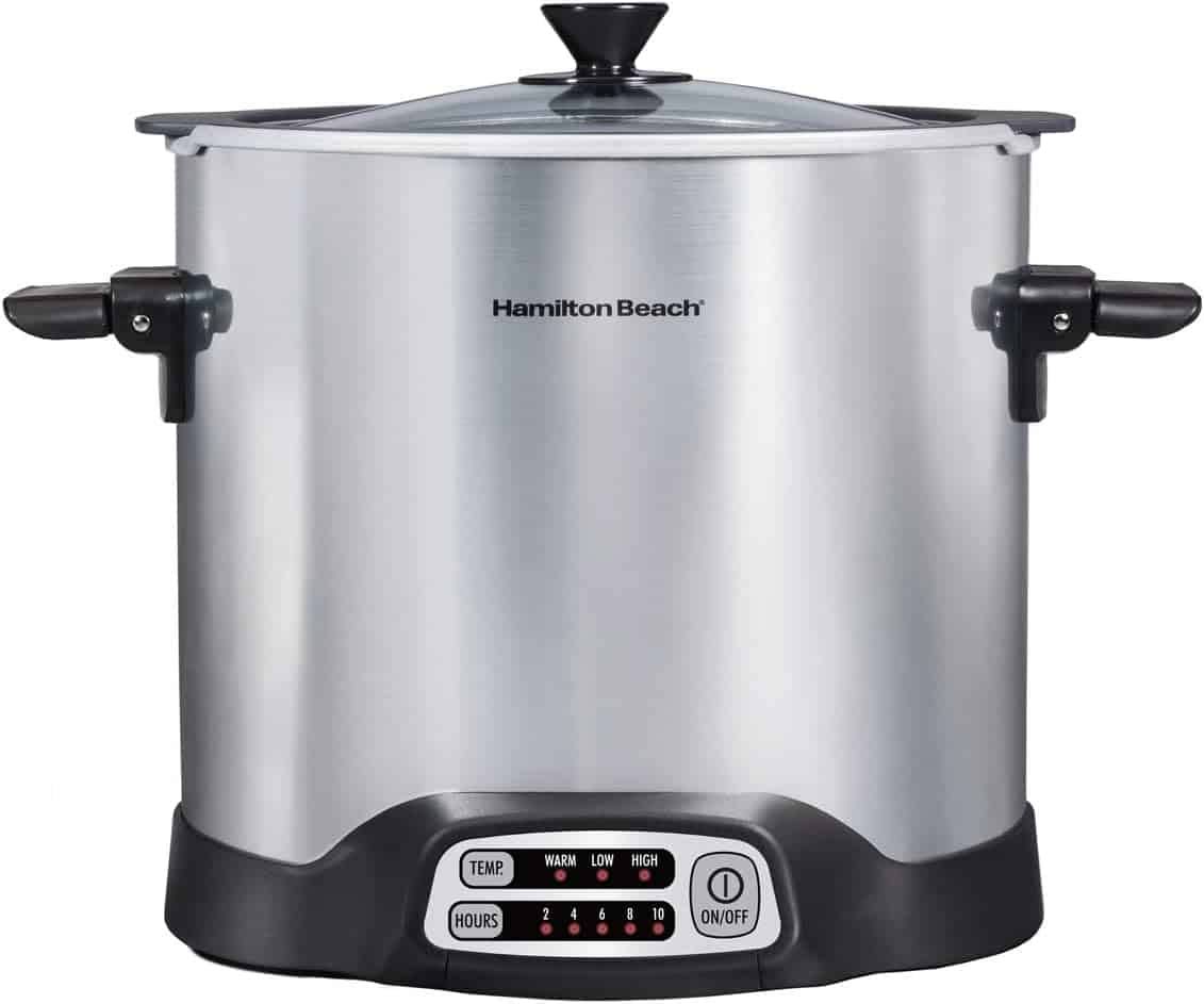 Sear   Cook Stock Pot Slow Cooker with Stovetop Safe Crock, Large 10 Quart Capacity, Programmable, Silver (33196)