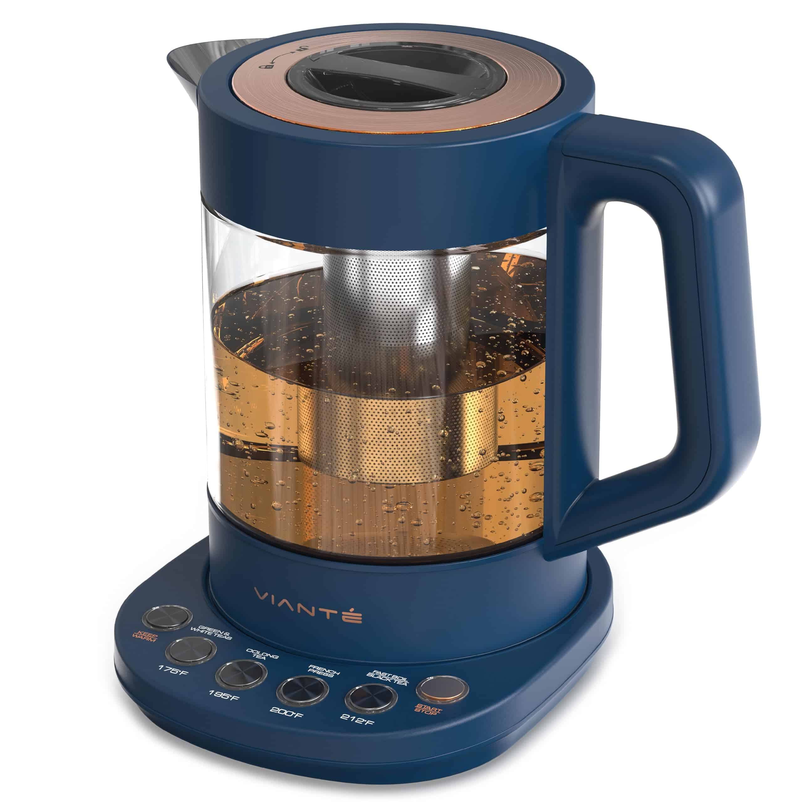 Vianté Hot Tea Maker Electric Glass Kettle 1.5 Liters capacity. | Midnight Blue Color