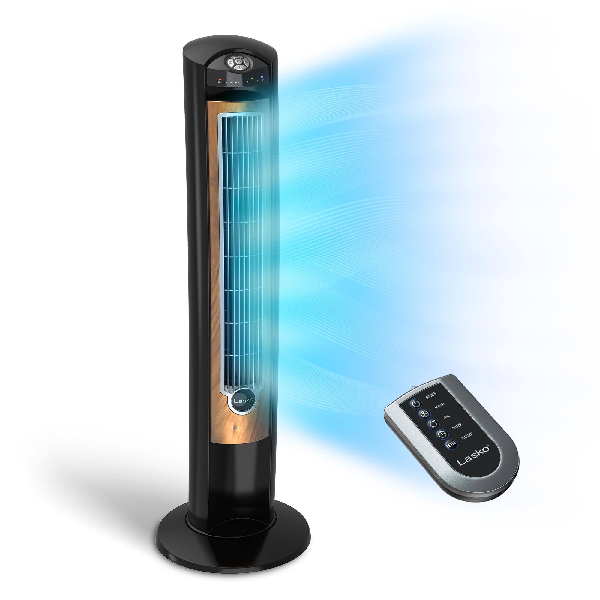 T42950 Oscillating Tower Fan, Remote Control, Ionizer, 3 Speeds, 42 , Black