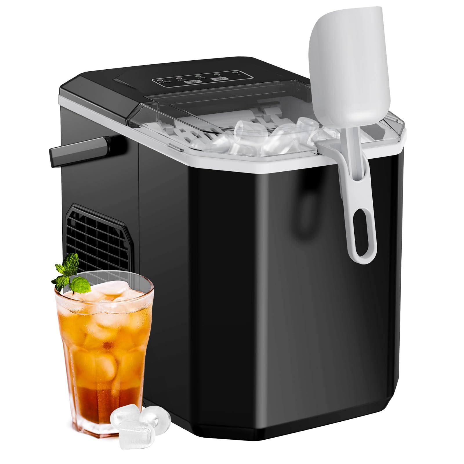 Silonn Ice Maker Countertop, Portable Ice Machine with Carry Handle, Black