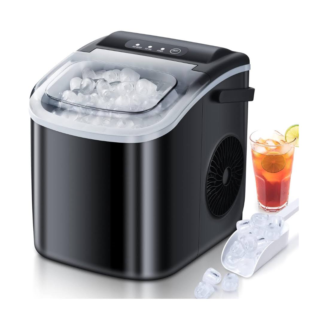 FREE VILLAGE Countertop Ice Maker, Ice Maker Machine 6 Mins 9 Bullet Ice, 26.5lbs/24Hrs