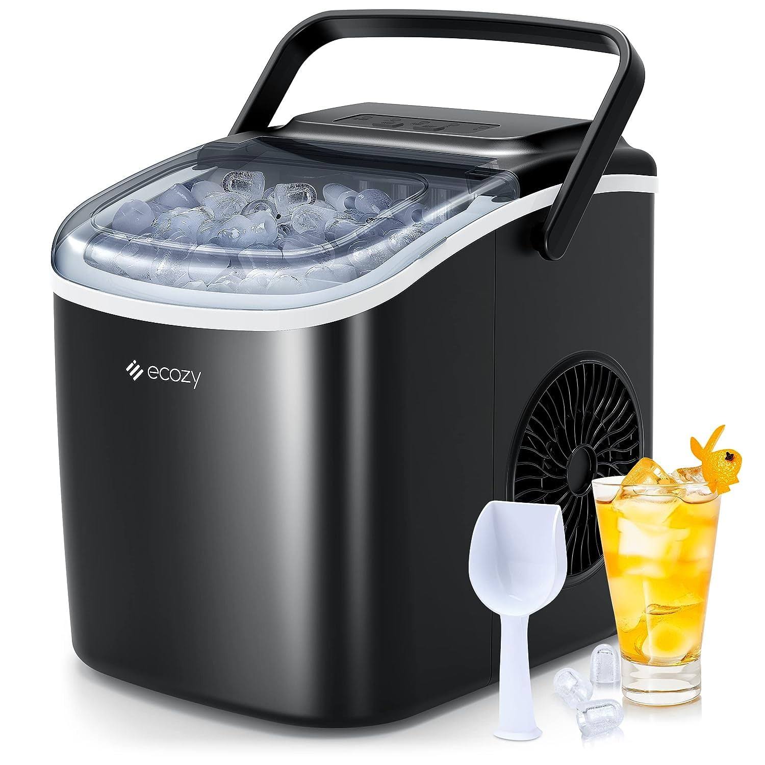 ecozy Portable Countertop Ice Maker   9 Ice Cubes in 6 Minutes, 26 lbs Daily Output, Black