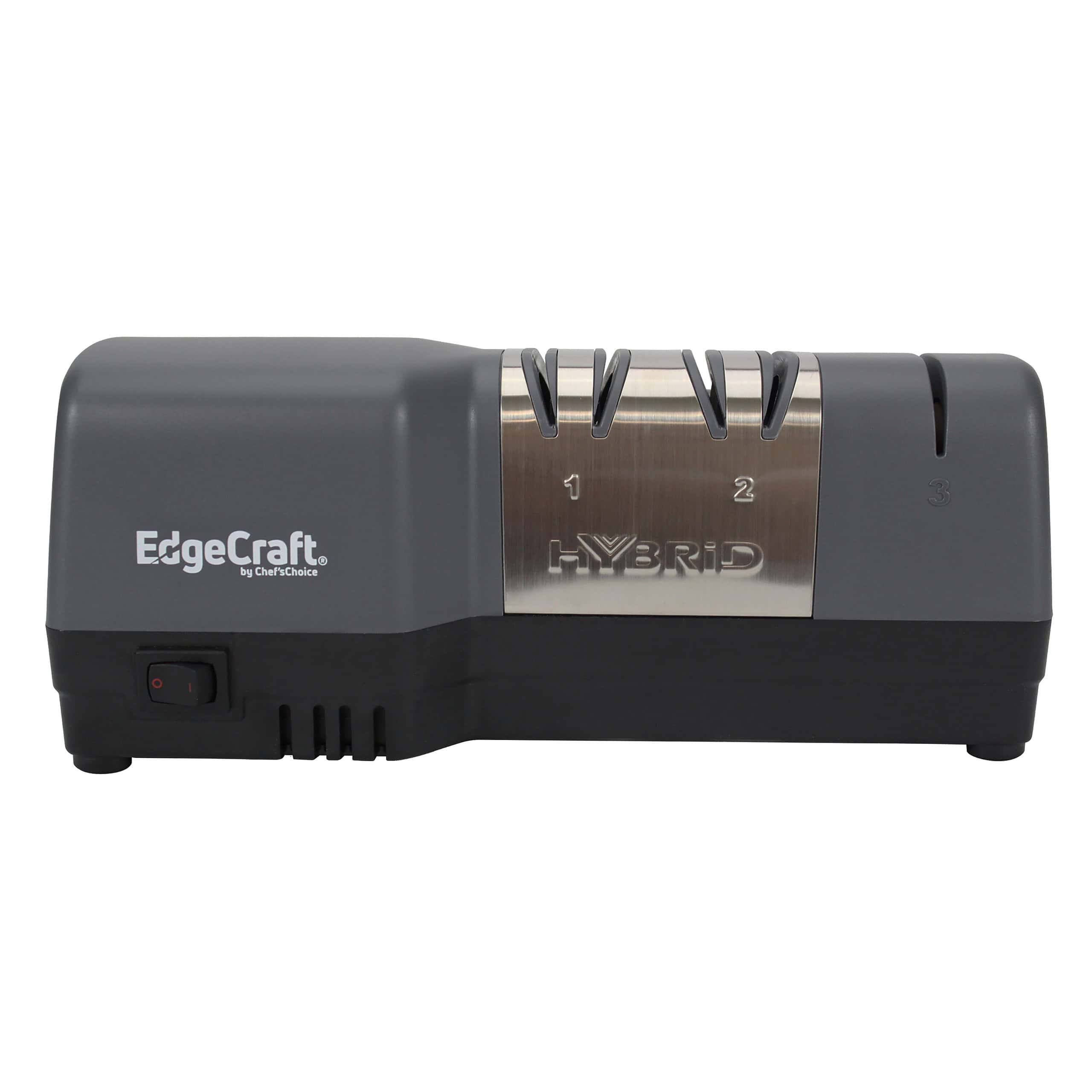 Edgecraft Hybrid Knife Sharpener For 20-degree Straight and Serrated Knives, 3-stage, Gray