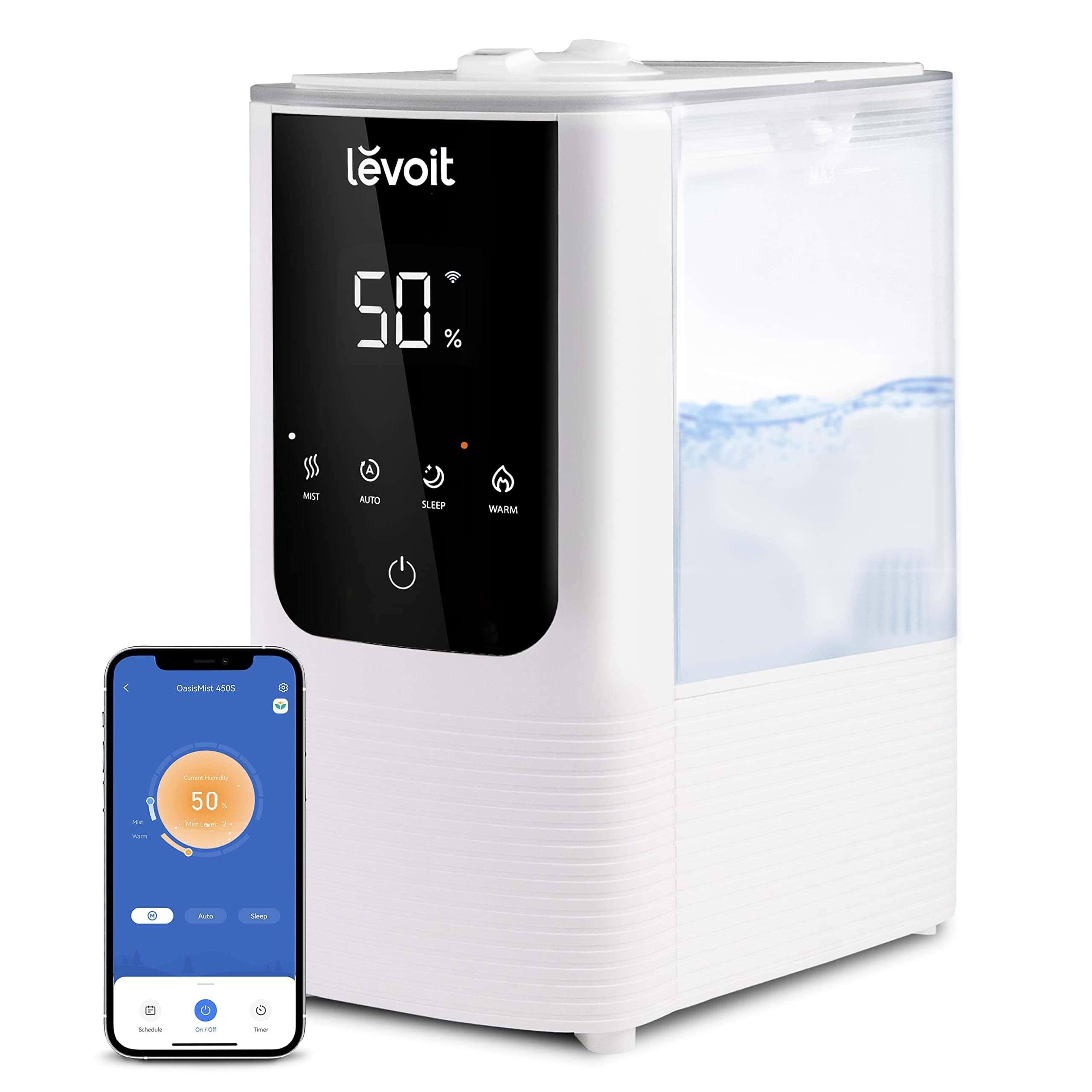 Humidifiers for Bedroom Home, Smart Warm and Cool Mist Air Humidifier for, OasisMist4.5L, White