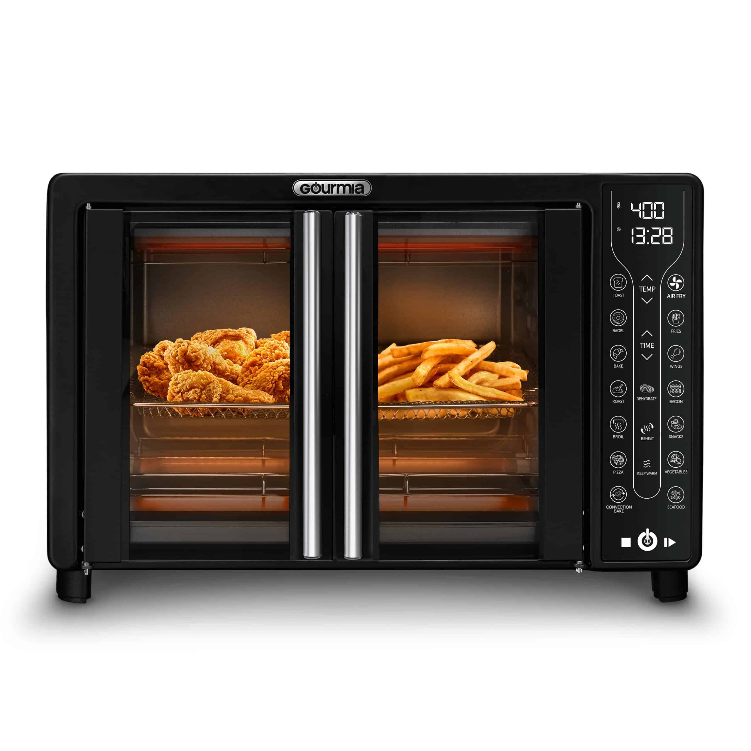 Gourmia Toaster Oven Air Fryer Combo 17 cooking presets 1700W french door digital air fryer oven 24L capacity accessories