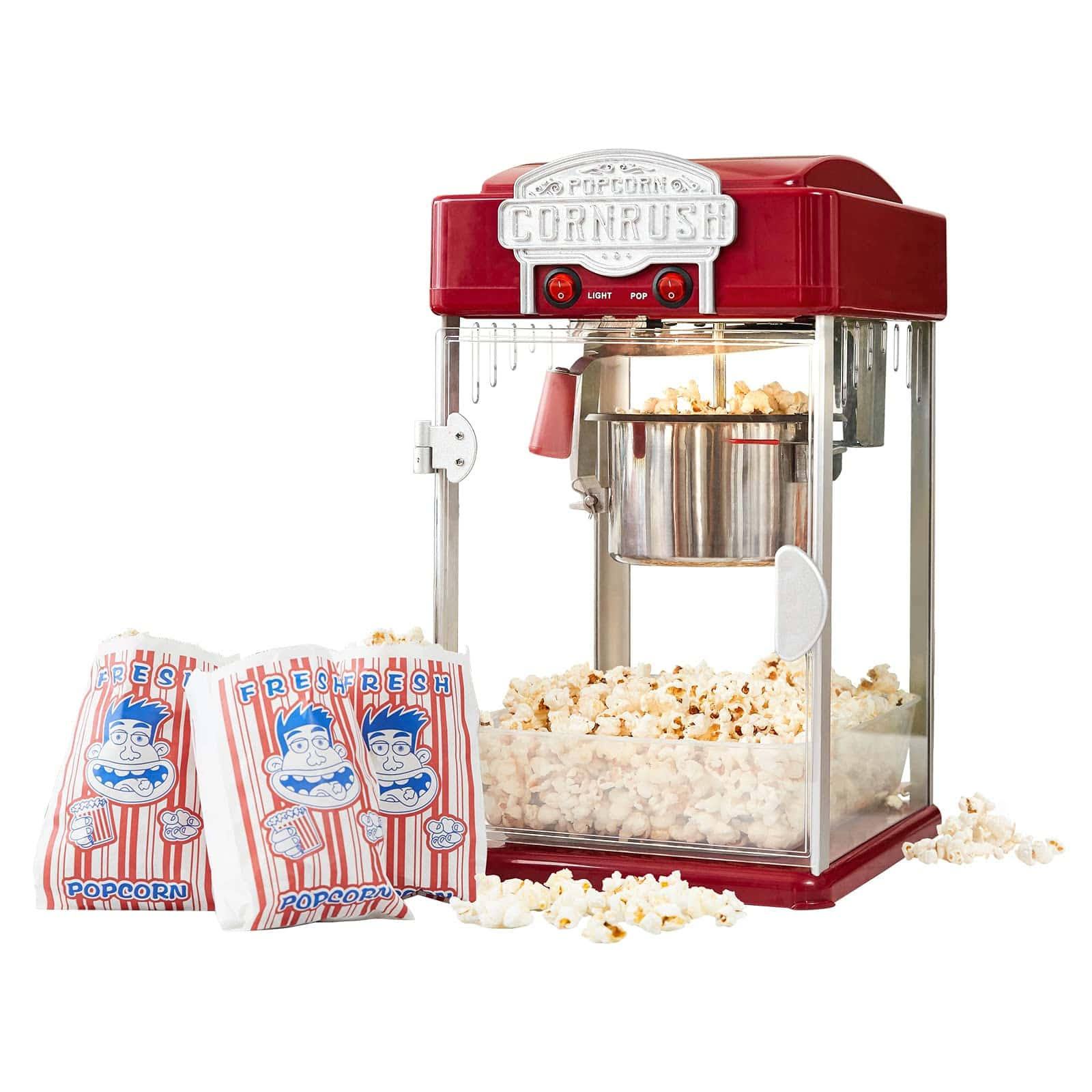 Popcorn Popper Machine-4 OZ Vintage Professional Popcorn Maker Theater Style (Red)