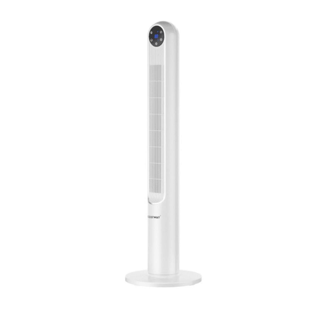 42 Inch 80 Degree Tower Fan with Smart Display Panel and Remote Control   White
