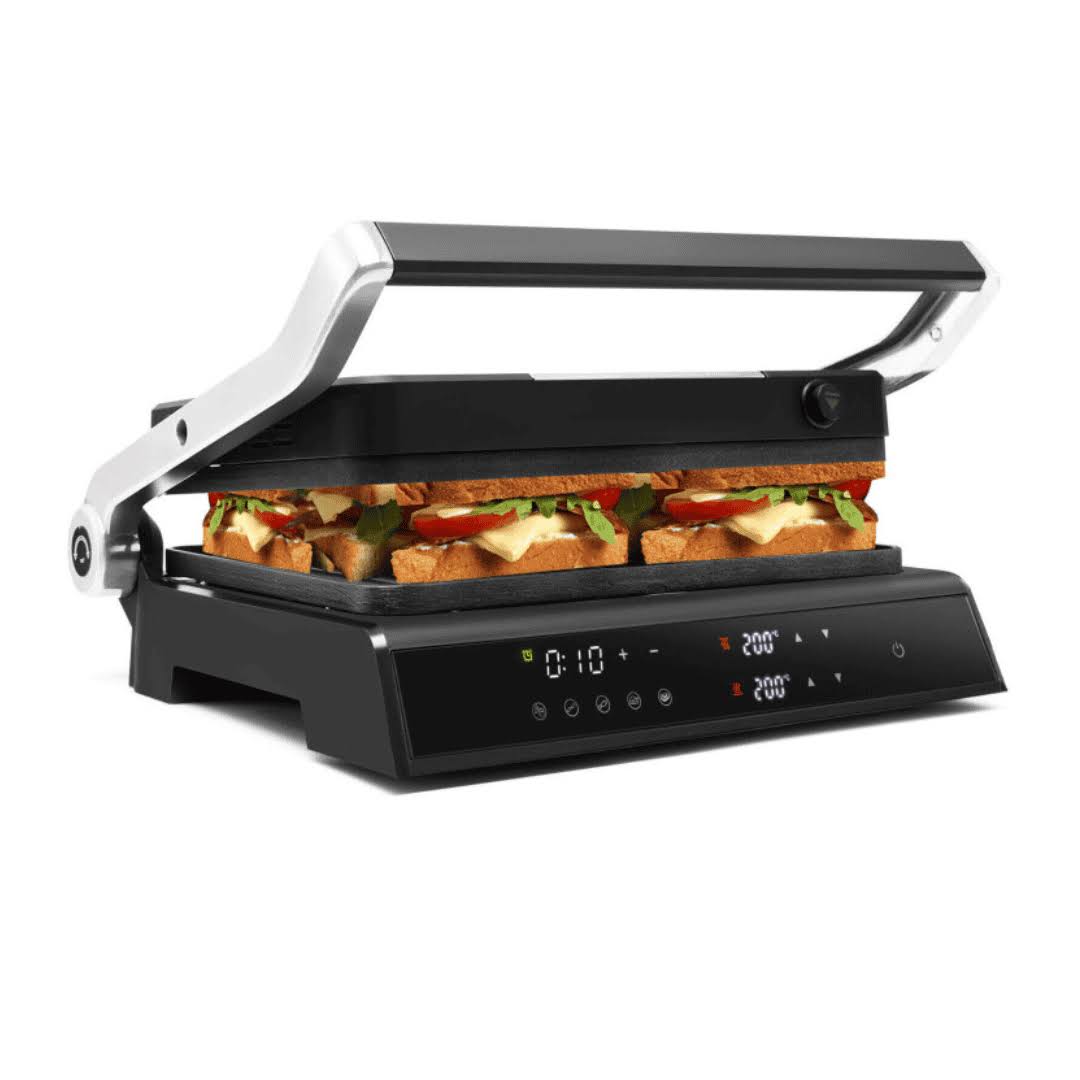 3-in-1 Electric Panini Press Grill with Non-Stick Coated Plates