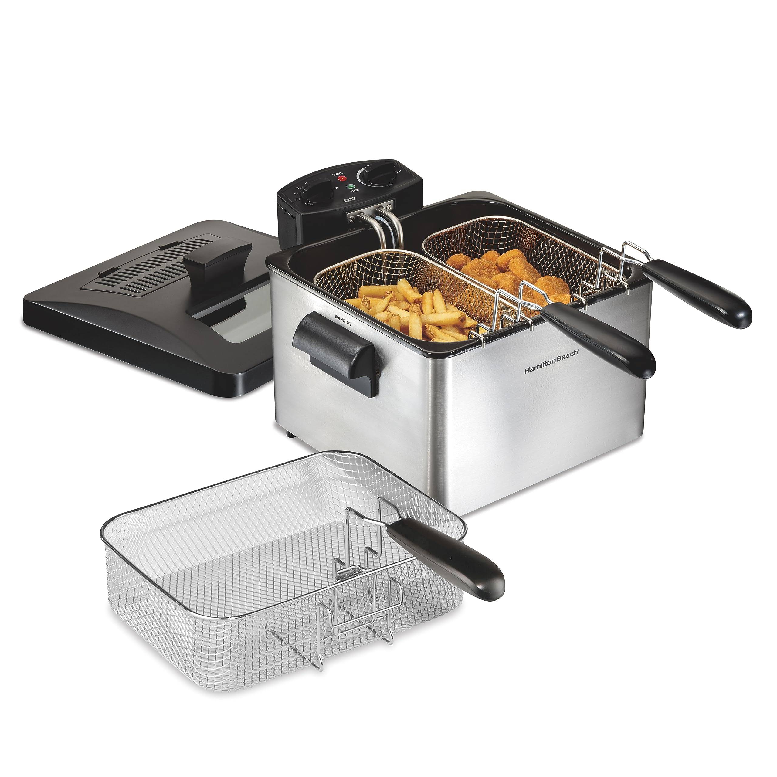 Triple Basket Electric Deep Fryer, 4.7 Quarts, 1800 Watts, Stainless Steel (35034)
