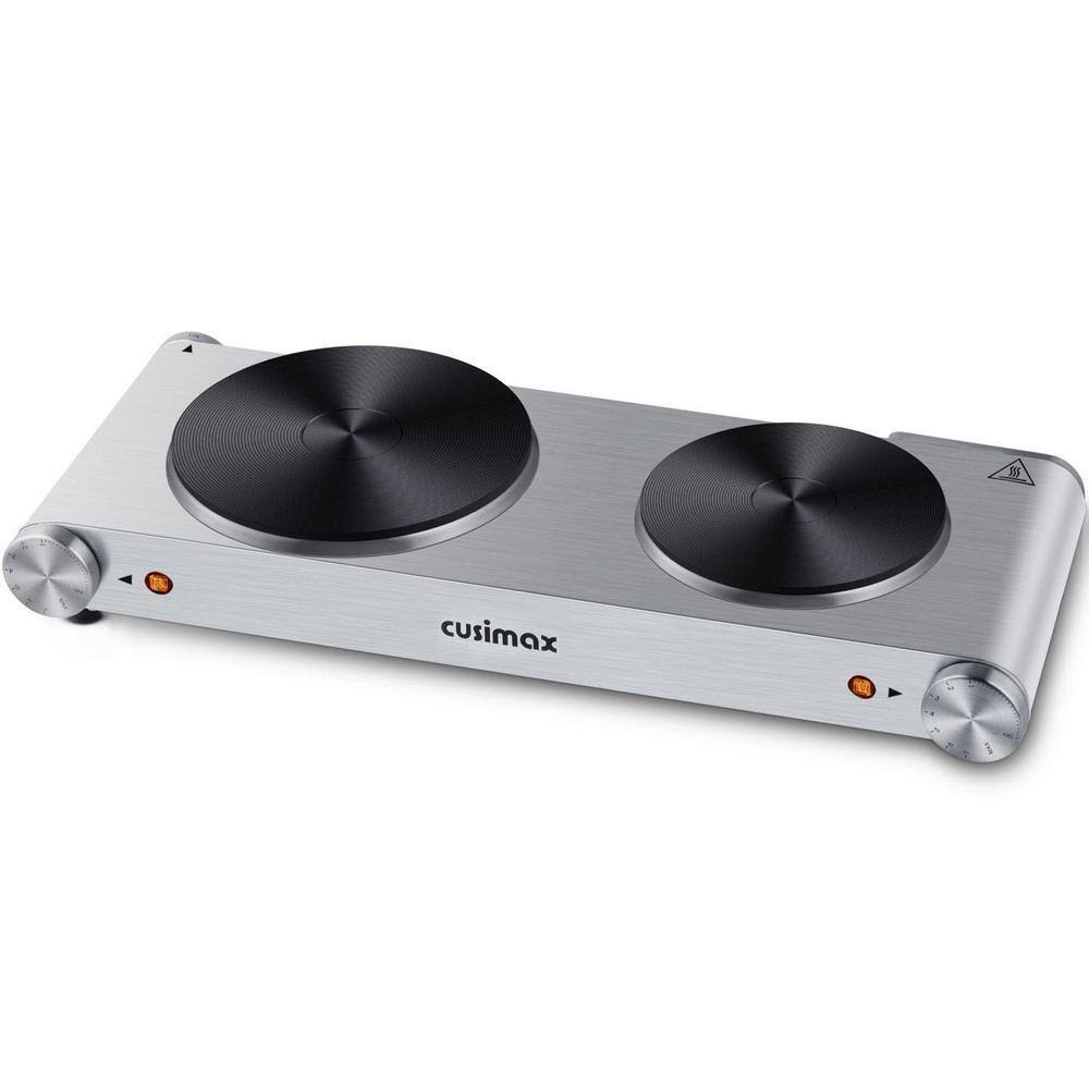 Elexnux Portable 1800-Watt 2-Burner 7.4 in. Silver Electric Hot Plate