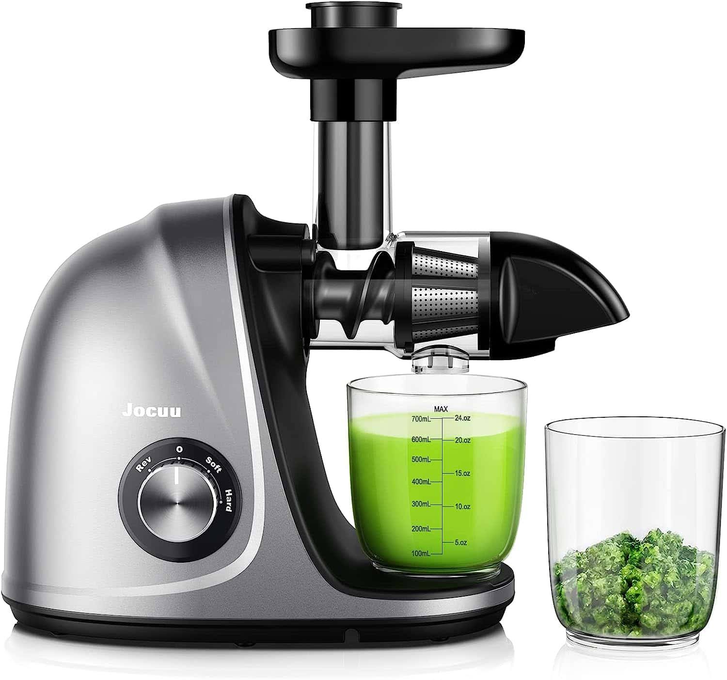 Jocuu Slow Masticating Juicer with Soft/Hard Modes Easy to Clean Quiet Motor   Reverse Function, Cold Press Juicer