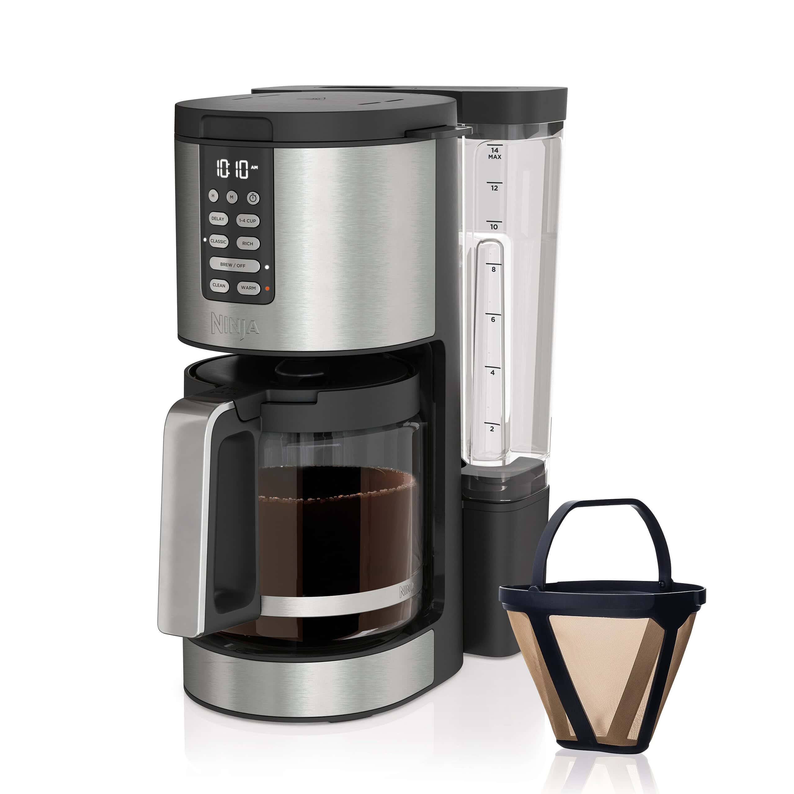 14-Cup Black Plastic with Natural Stainless Steel Residential Drip Coffee Maker