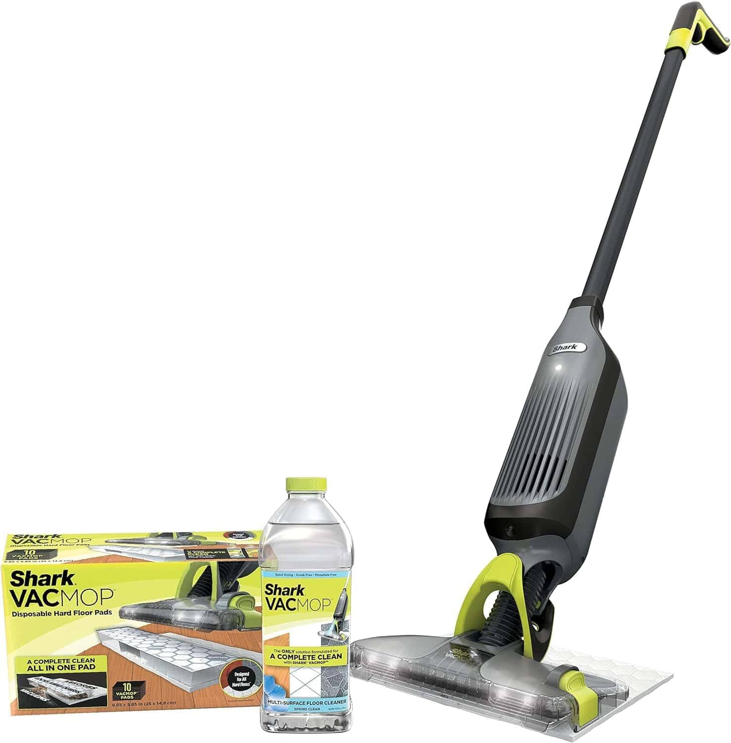 VM252 VACMOP Pro Cordless Hard Floor Vacuum Mop with LED Headlights, Charcoal Gray