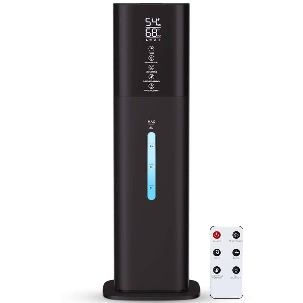 Humidifiers Large Room Bedroom with 7 Colors Light, 2.1Gal(8L) 3 Speed Quiet Ultrasonic Cool Mist Humidifier (Black)
