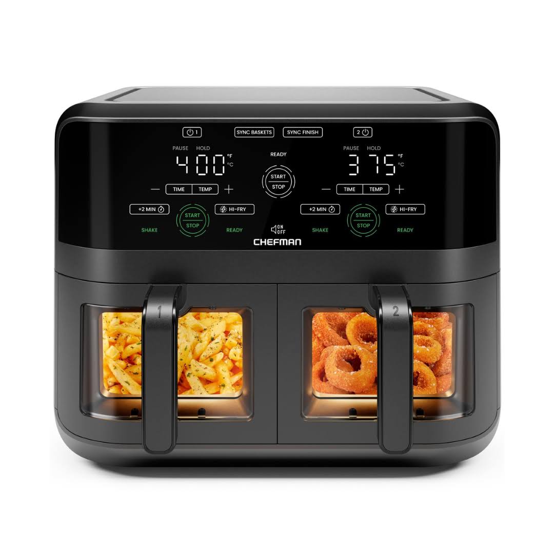 CHEFMAN 6 Quart Dual Basket Air Fryer Oven, Black