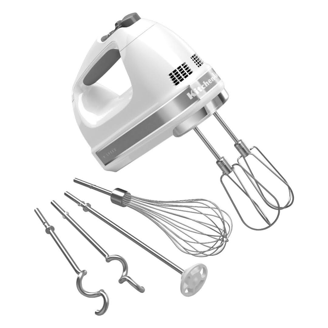 9-Speed Digital Hand Mixer with Turbo Beater II Accessories and Pro Whisk   White