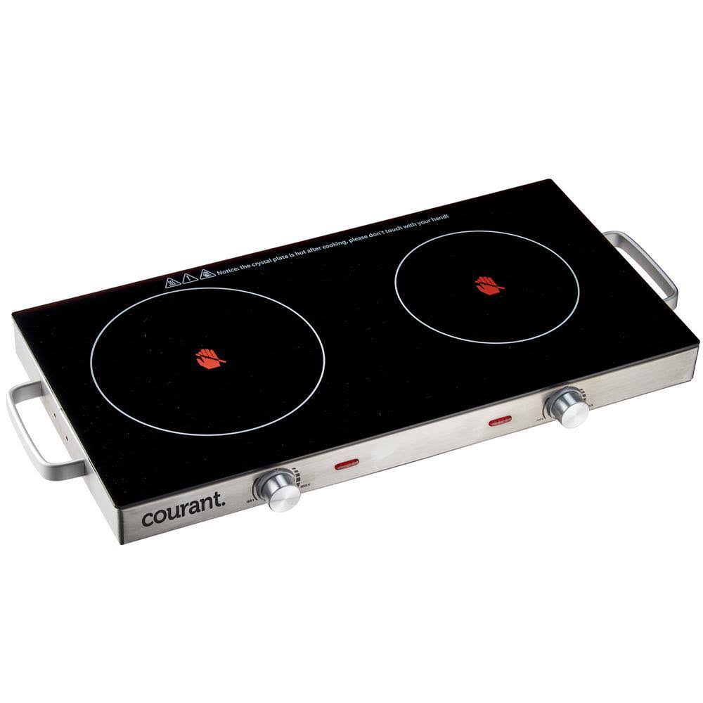 Courant 2-Burner 25 in. Infrared Ceramic Glass Hot Plates Cooktop 1700W Stainless Steel