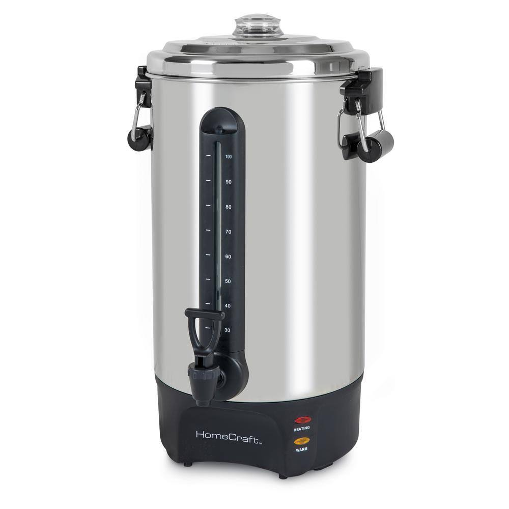 HomeCraft 100-Cup Stainless Steel Coffee Urn with 2-Spigots