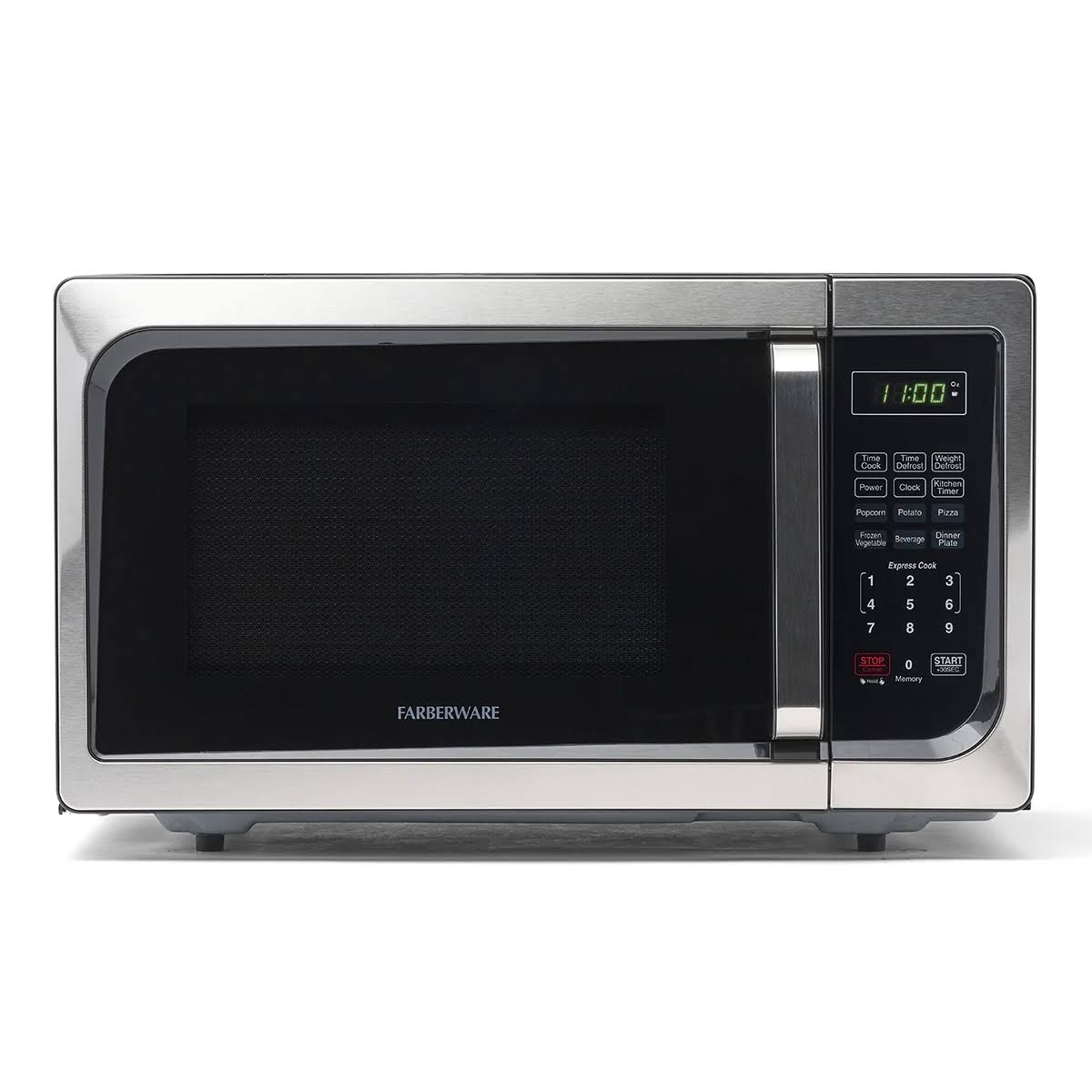 Farberware Countertop Microwave Oven with LED Lighting   Child Lock, 0.9 Cu Ft Stainless Steel