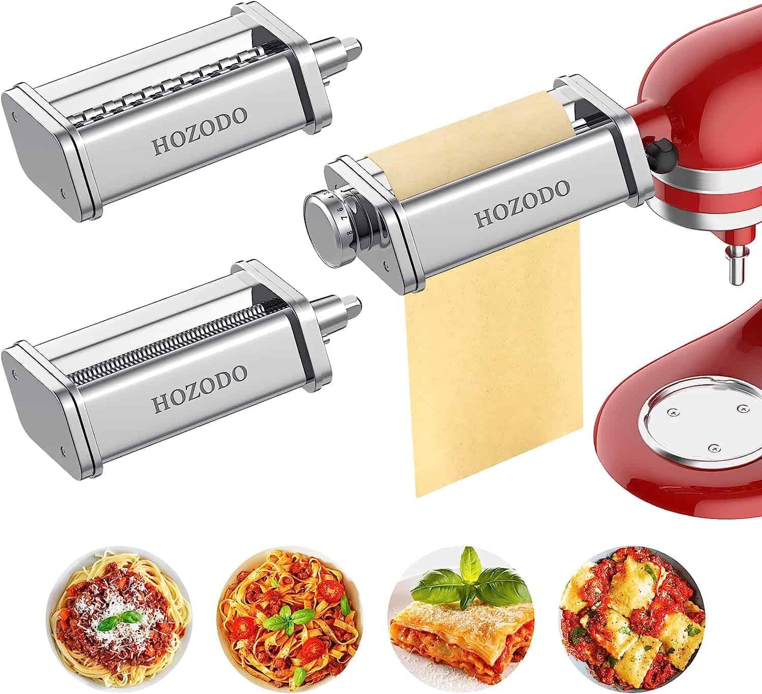 Pasta Attachment for  Mixer, Includes Pasta Sheet Roller, Spaghetti Fettuccine Cutter, 3Pcs for Pasta Attachment by HOZODO