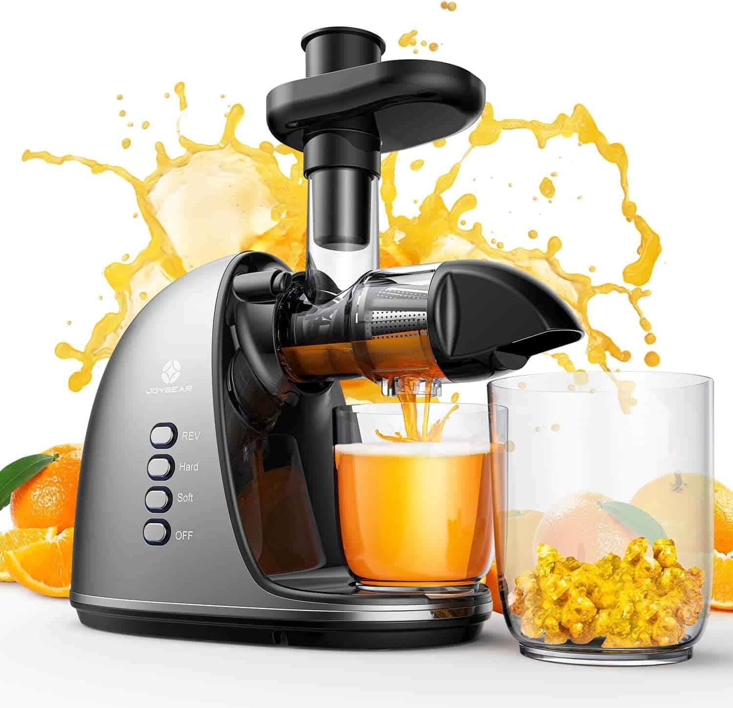 JoyBear Cold Press Juicer Machine: Easy to Clean Slow Masticating Extractor for Veggies and Fruits, Silver