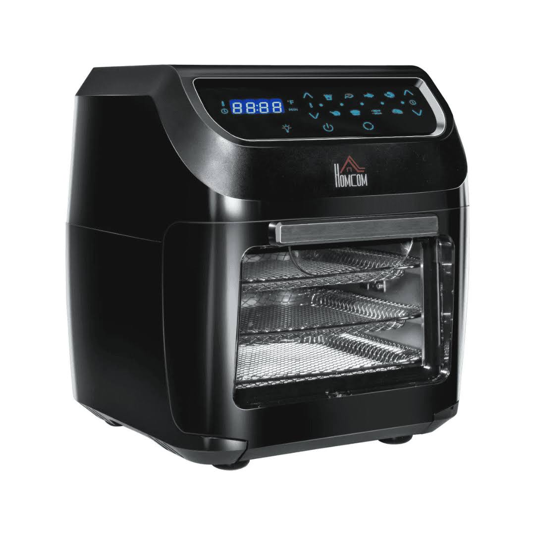HOMCOM 12 QT Air Fry Oven, 8 In 1 Countertop Oven Combo with Air Fry, Roast, Broil, Bake and Dehydrate, 1700W with Accessories and LED Display, Black