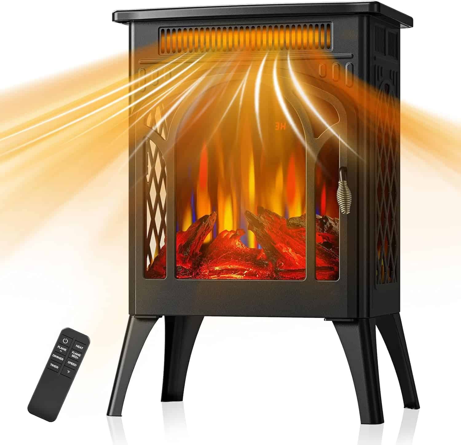 COWSAR Electric Fireplaces, 1500W Infrared Electric Stove Heater, Efficient Heating, 3D Realistic Flame, 5100 BTU