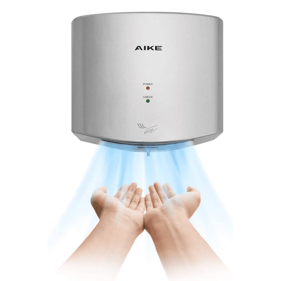 AIKE Air Wiper Compact Hand Dryer 110V 1400W Silver (with 2 Pin Plug) Model AK2630-K