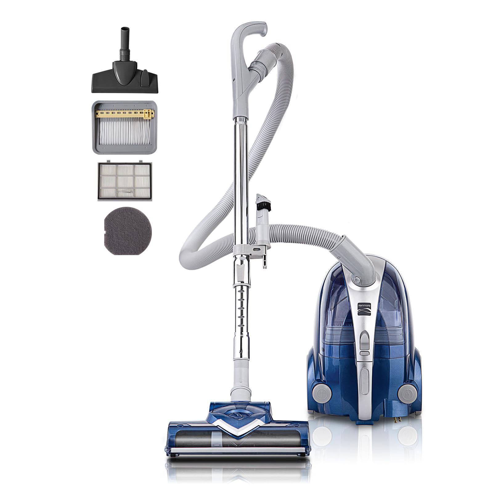 Pet-Friendly Lightweight HEPA Canister Vacuum with Variable Modes, Retractable Cord, and Pet Brush